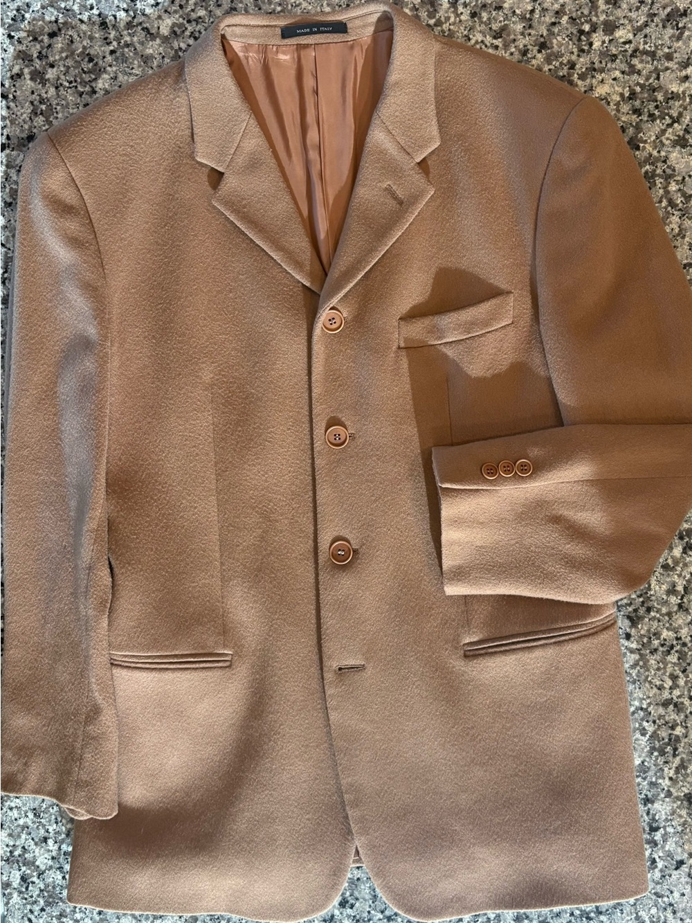 Vintage Emporio Armani Wool Cashmere 4-Button Sport Coat Camel 54R US 44R Italy
